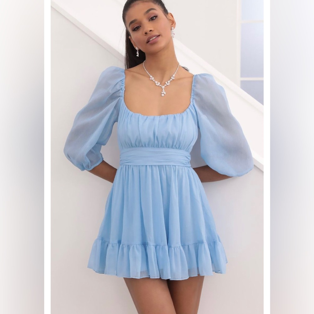 Sparkly blue baby doll dress